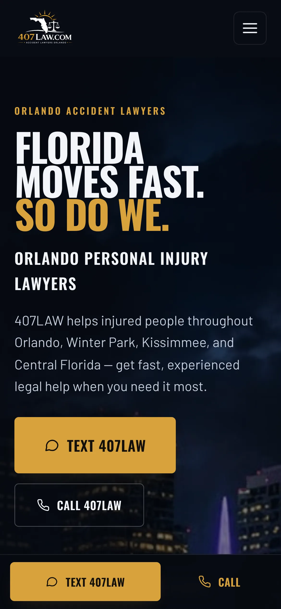 407 Law website — mobile view
